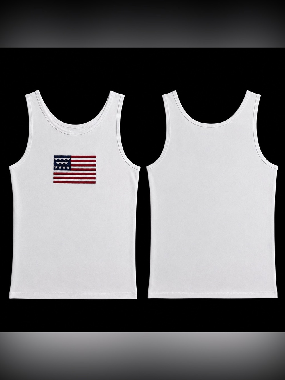 🆕 Embroidered American Flag Patch Tank Top White NWT S M L 🇺🇸 - Picture 2 of 2